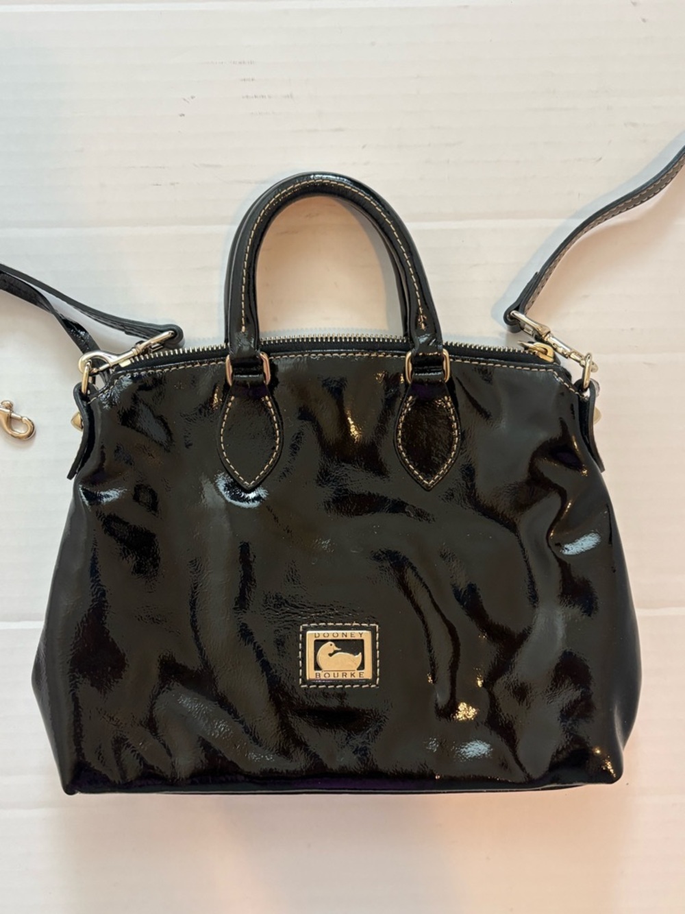 Dooney & Bourke Black Patent Leather Crossbody Satchel